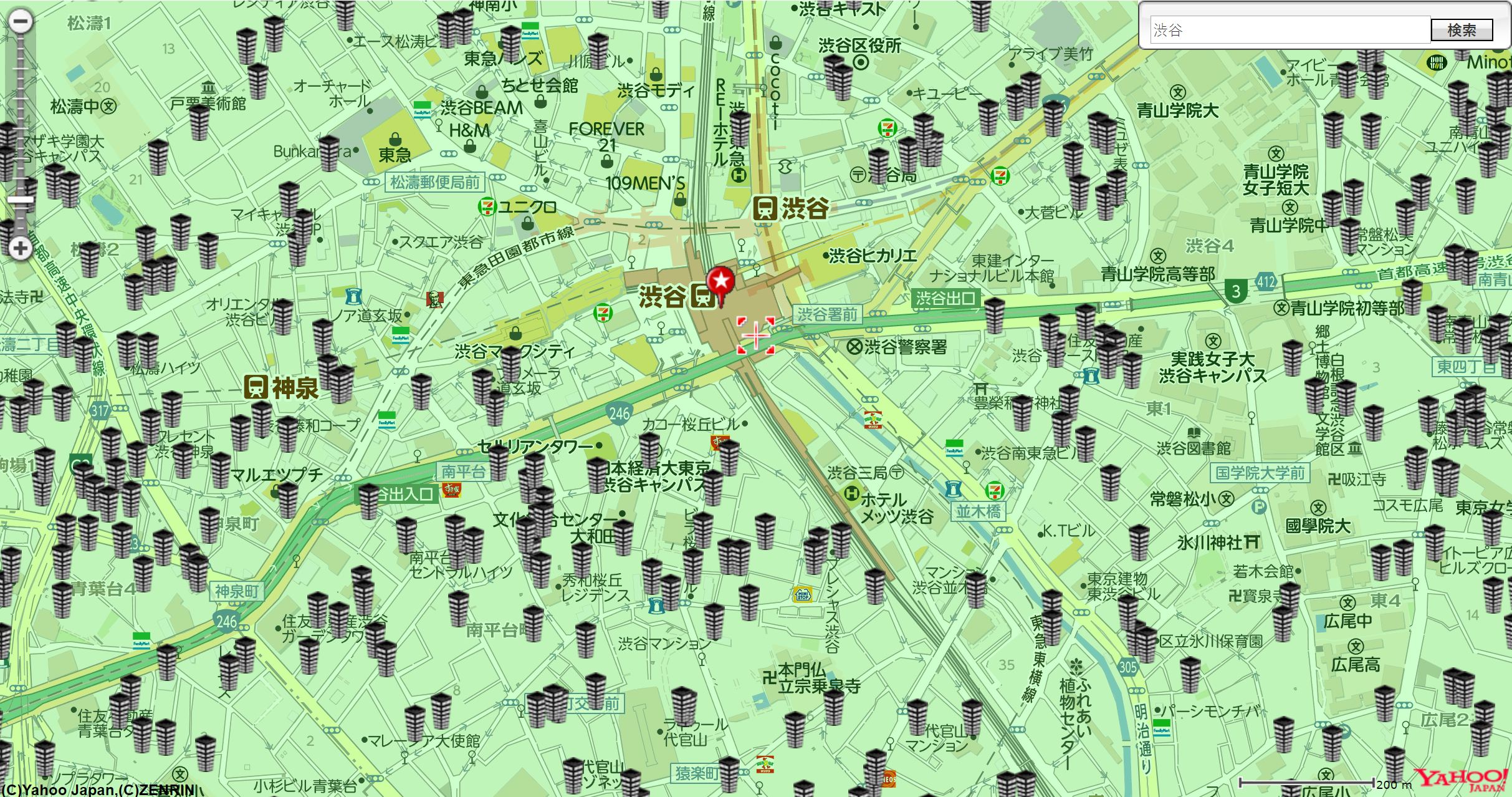 渋谷駅より３km圏内で拡大MAP